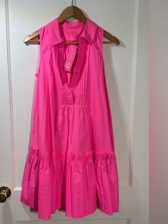 Lilly Pulitzer Caylinn Stretch Cotton Dress in Hot Pink size Small NWTs - Picture 10 of 11